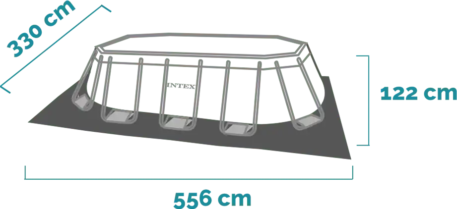 Διαστάσεις και σχήμα Σετ πισίνας Prism Frame Oval 503x274x122 cm