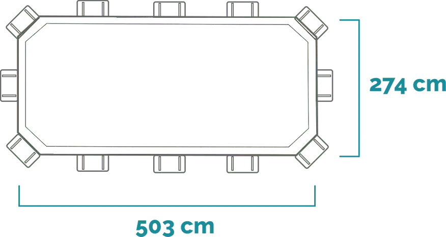 Dimensions and shape Prism Frame Oval Pool Set 503x274x122 cm