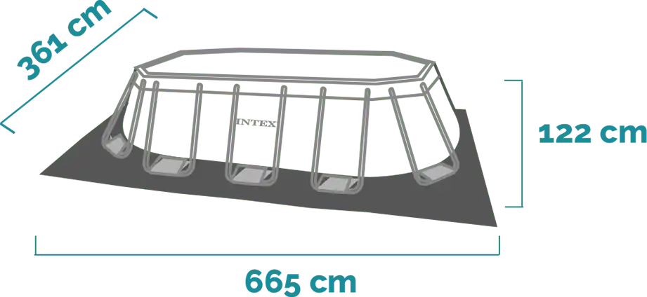 Διαστάσεις και σχήμα Σετ πισίνας Prism Frame Oval 610x305x122 cm