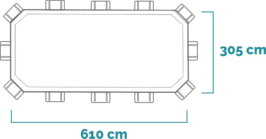 Dimensions and shape Prism Frame Oval Pool Set 610x305x122 cm