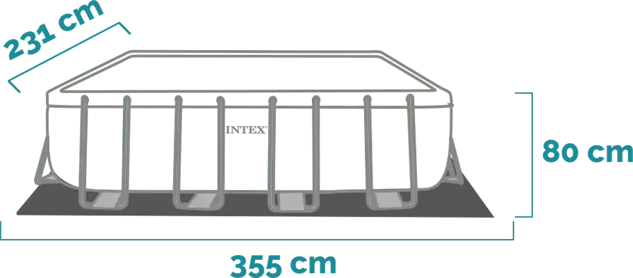 Διαστάσεις και σχήμα Σετ πισίνας Prism Frame Rectangular 300x175x80 cm