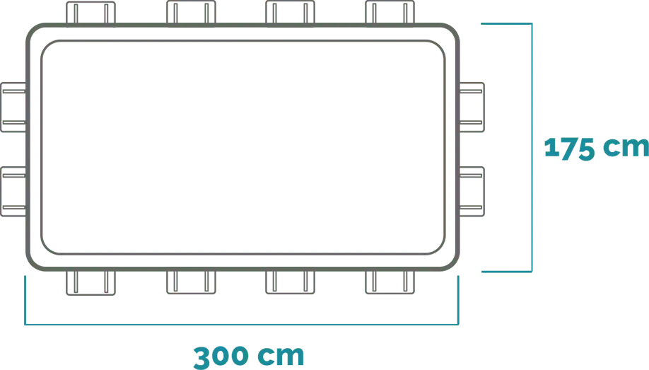 Διαστάσεις και σχήμα Σετ πισίνας Prism Frame Rectangular 300x175x80 cm