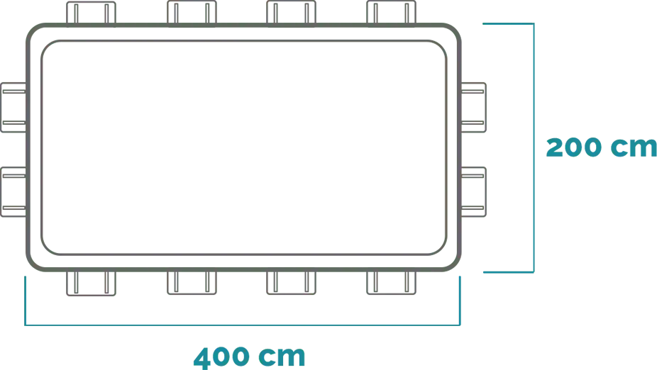 Dimensions and shape Prism Frame Rectangular Pool Set 400x200x100 cm