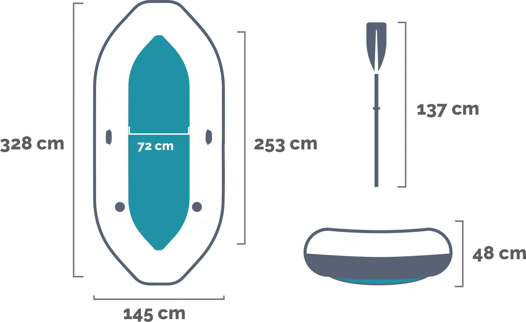 Rozměry Mariner 4 Boat Nafukovací člun