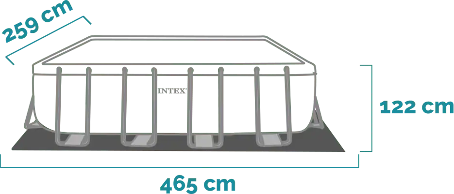 Διαστάσεις και σχήμα Σετ πισίνας Prism Frame Rectangular 400x200x122 cm