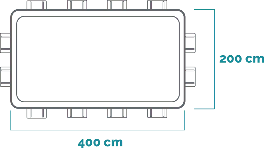 Διαστάσεις και σχήμα Σετ πισίνας Prism Frame Rectangular 400x200x122 cm