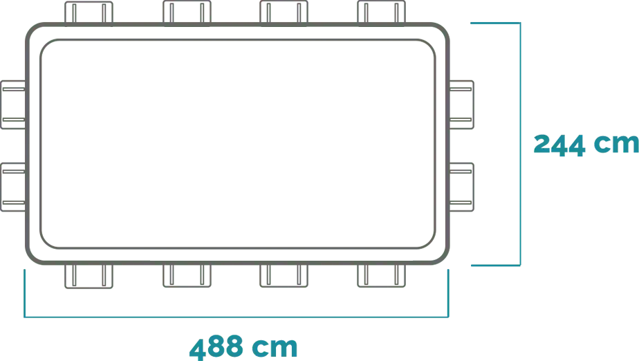 Διαστάσεις και σχήμα Σετ πισίνας Prism Frame Rectangular 488x244x107 cm