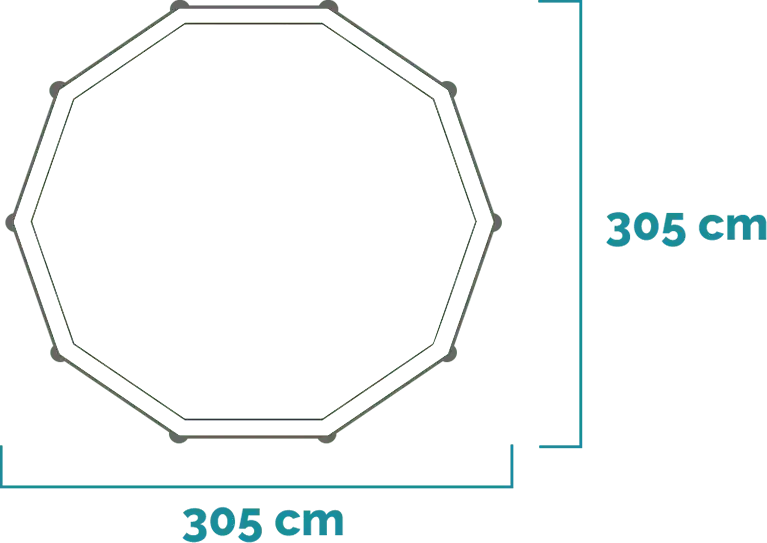 Διαστάσεις και σχήμα Σετ πισίνας Metal Frame 305x76 cm