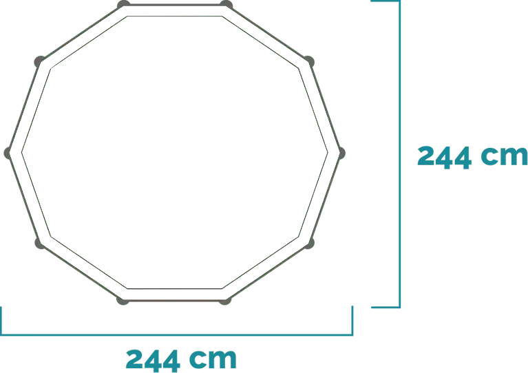 Διαστάσεις και σχήμα Ροζ πισίνα Metal Frame 244x76 cm