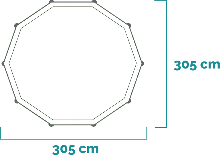 Dimensions and shape Beachside Metal Frame Pool 305x76 cm