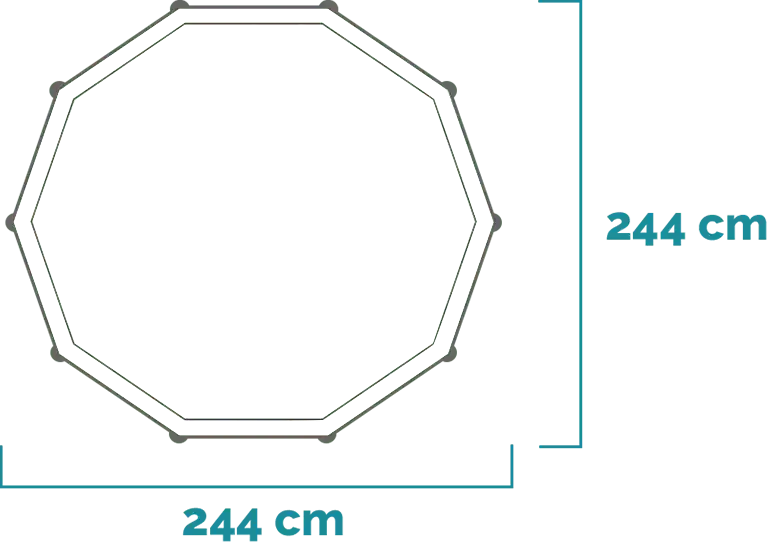 Διαστάσεις και σχήμα Σετ πισίνας για Ροζ Metal Frame πισίνες 244x76 cm