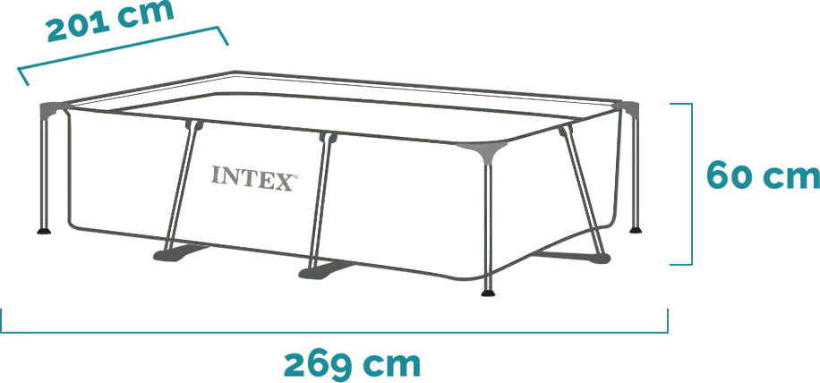 Dimensions and shape Rectangular Frame Pool 220x150x60 cm