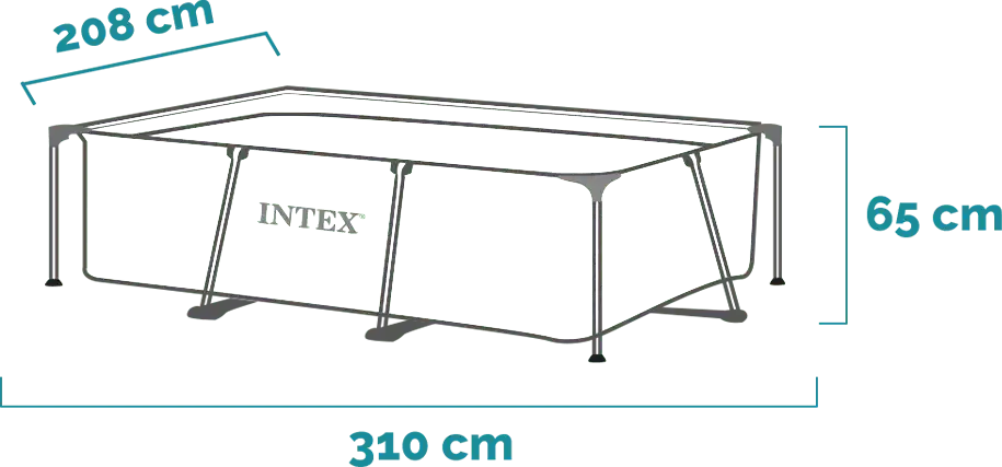 Διαστάσεις και σχήμα Ορθογώνια πισίνα με πλαίσιο 260x160x65 cm