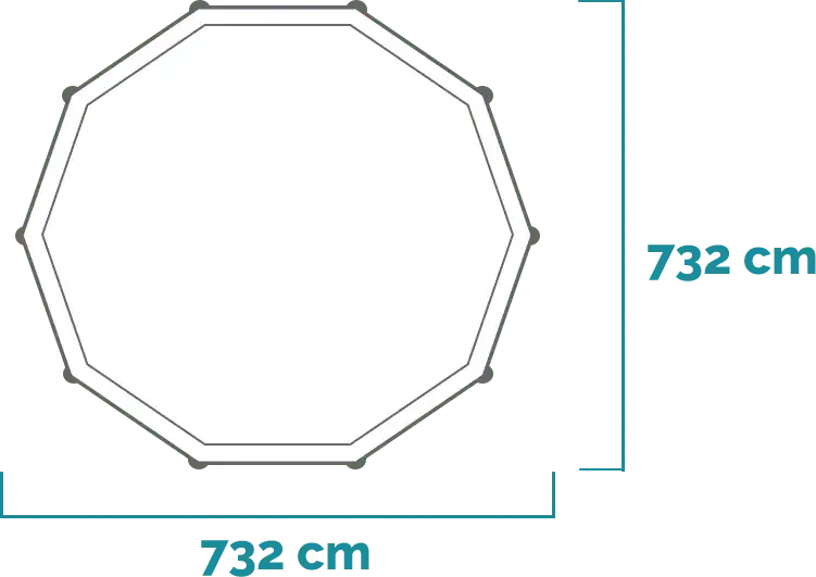 Διαστάσεις και σχήμα Σετ πισίνας Ultra XTR Frame 732x132 cm 