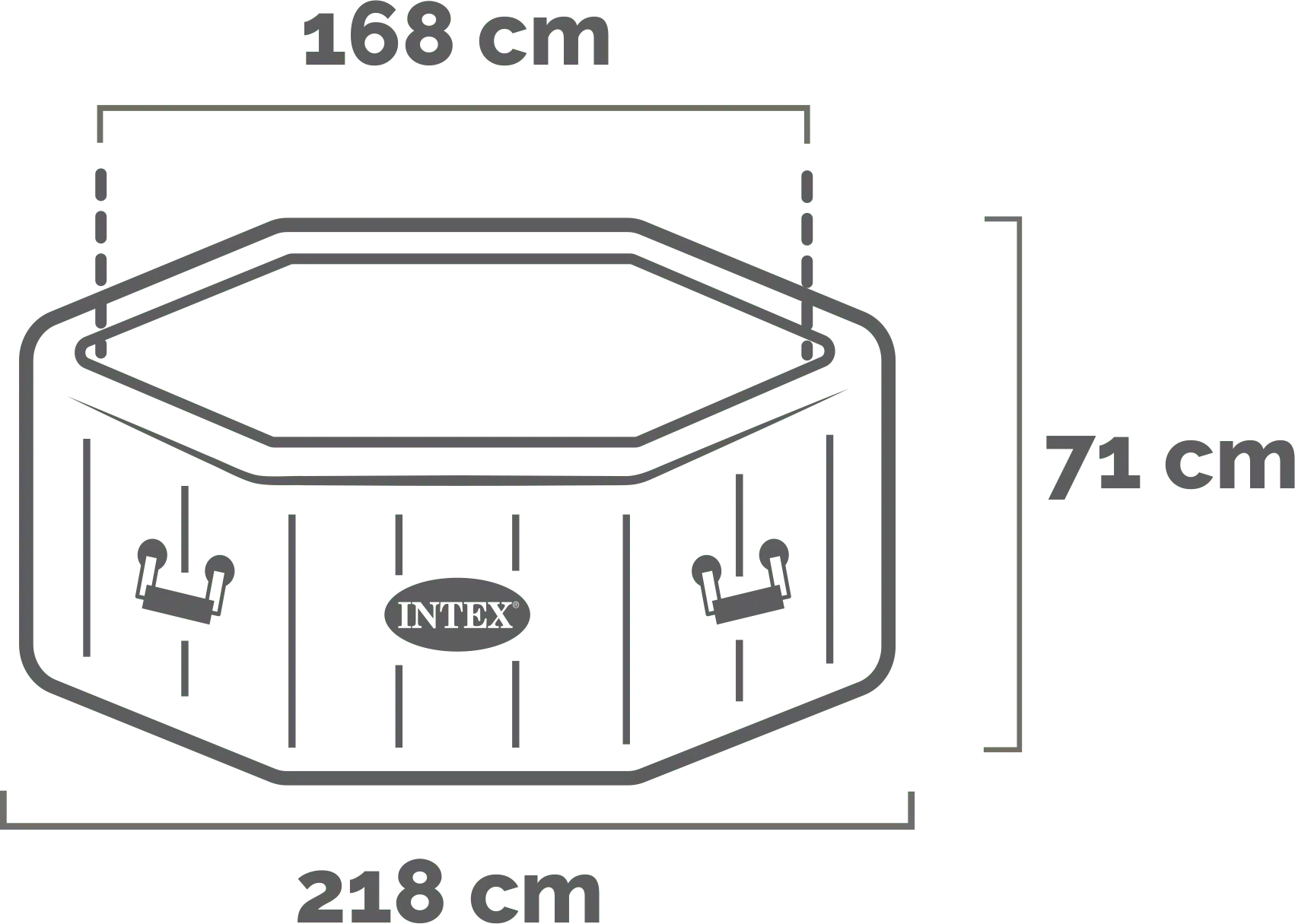 Dimensions and shape 6-person Onyx Black Octagon Combo Spa