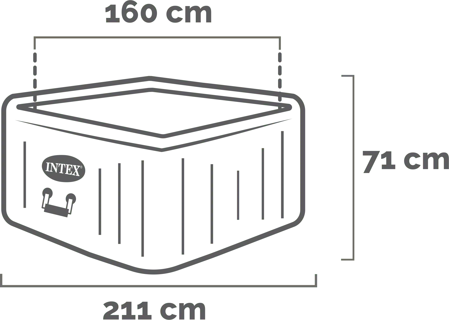 Dimensions and shape 4-person Greystone Deluxe Square Bubble Spa