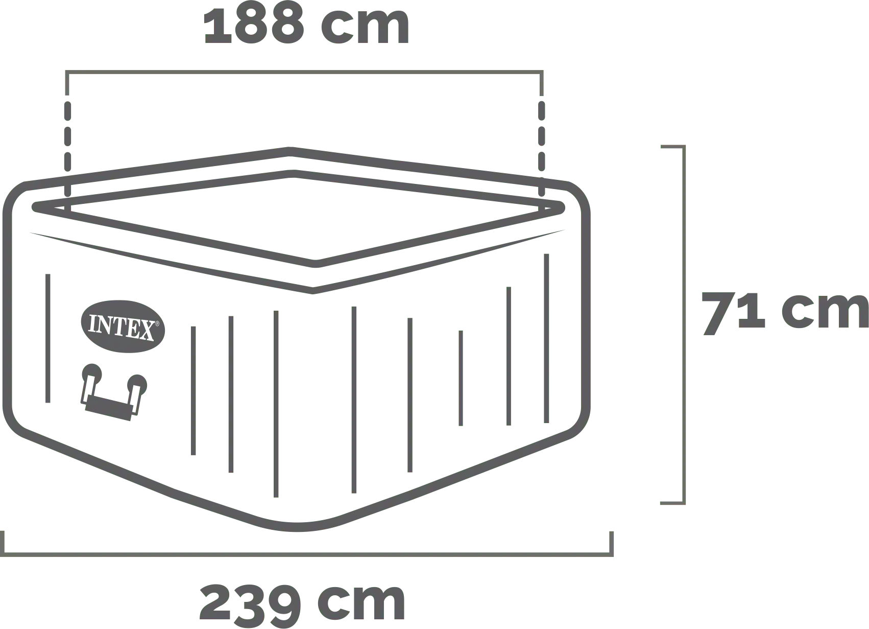 Dimensions and shape 6-person Greystone Deluxe Square Bubble Spa