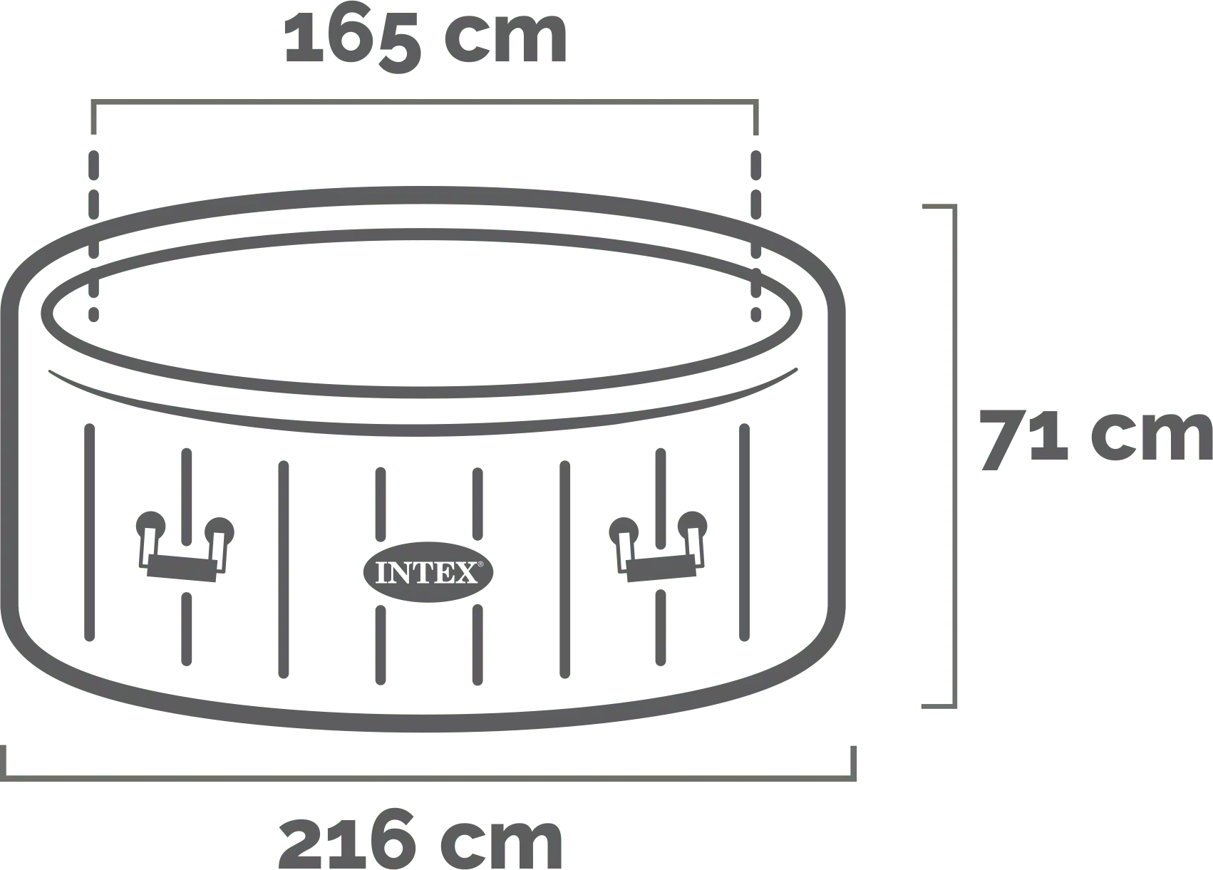 Dimensions and shape 6-person Greywood Deluxe Round Bubble Spa