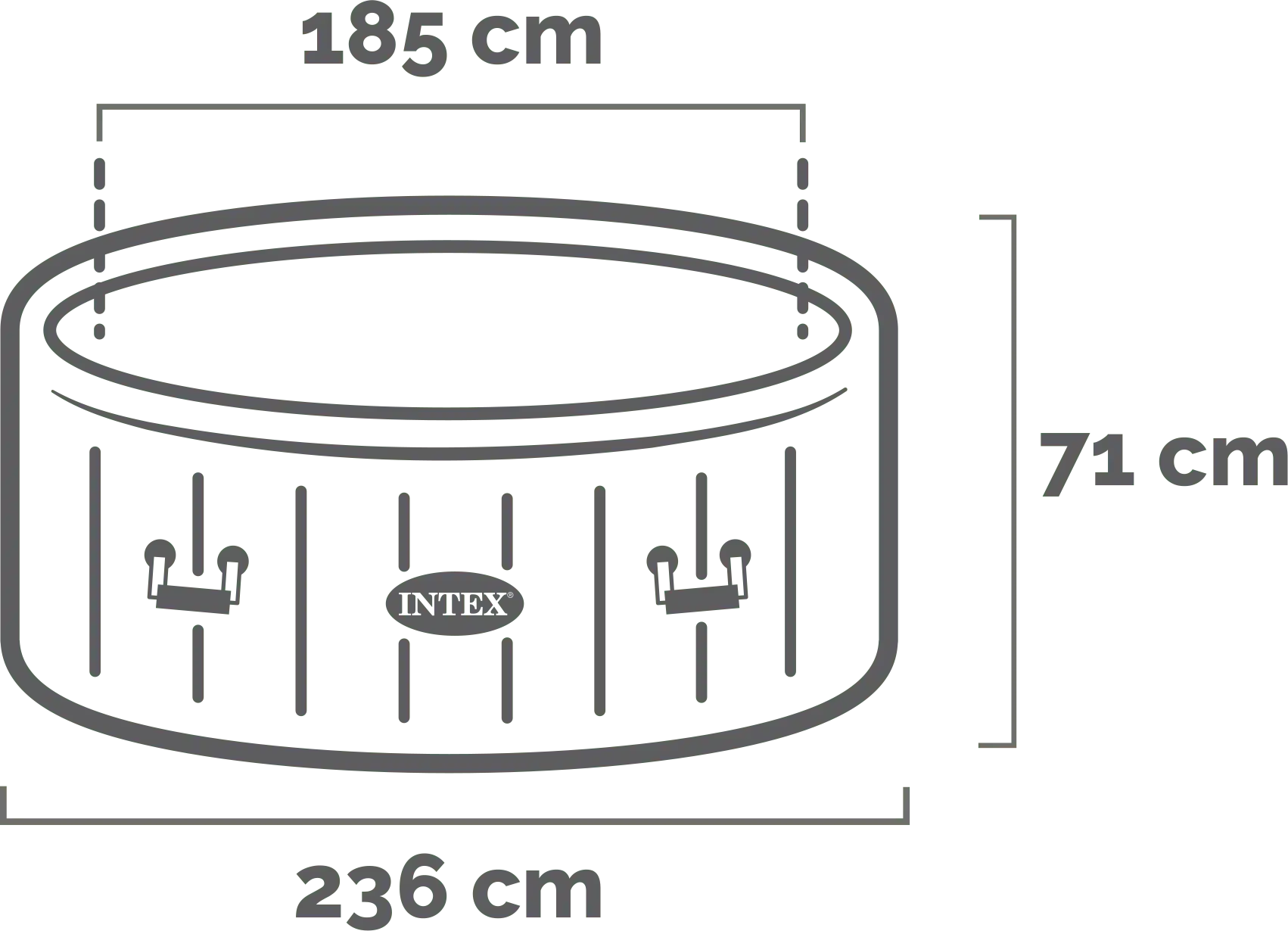 Διαστάσεις και σχήμα Sahara Tan Round Bubble PureSpa™ 8 ατόμων