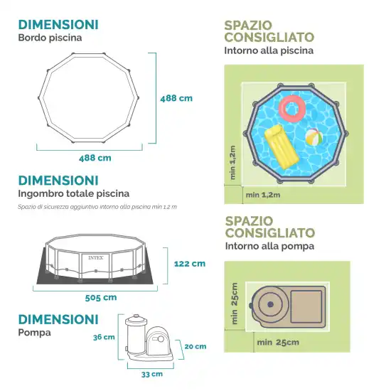 Σετ πισίνας Prism Frame Clearview Premium 488x122 cm