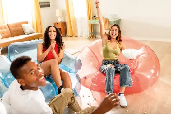 Transparent Pink Beanless Bag Chair