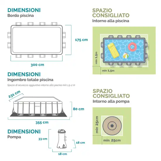 Σετ πισίνας Prism Frame Rectangular 300x175x80 cm