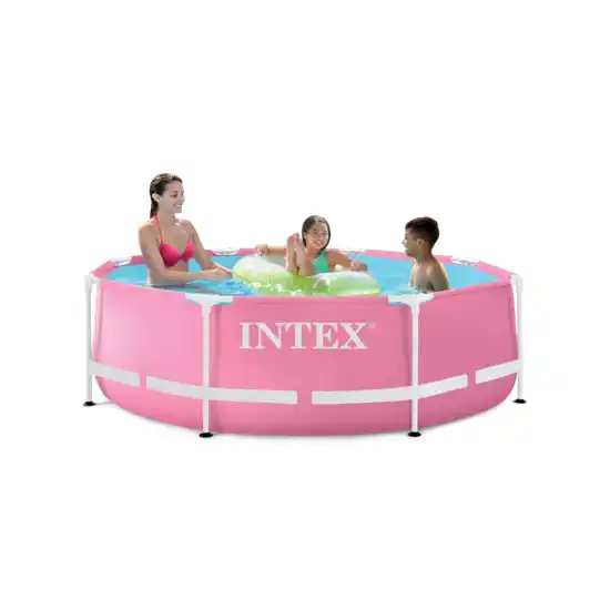 Pink Metal Frame Pool 244x76 cm