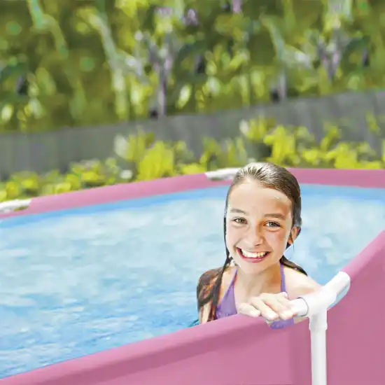 Pink Metal Frame Pool Set 244x76 cm