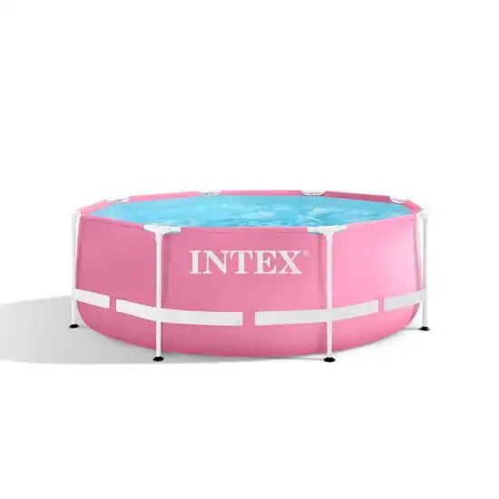 Pink Metal Frame Pool Set 244x76 cm