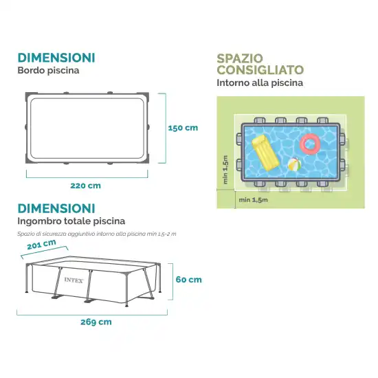 Bazén Rectangular Frame 220x150x60 cm