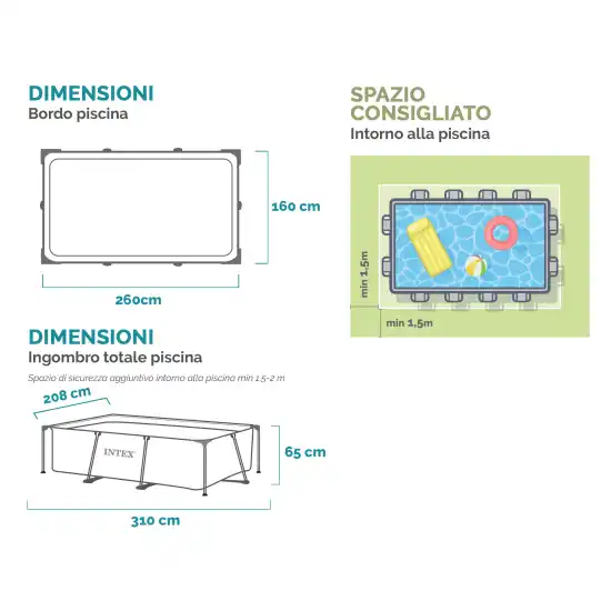 Bazén Rectangular Frame 260x160x65 cm