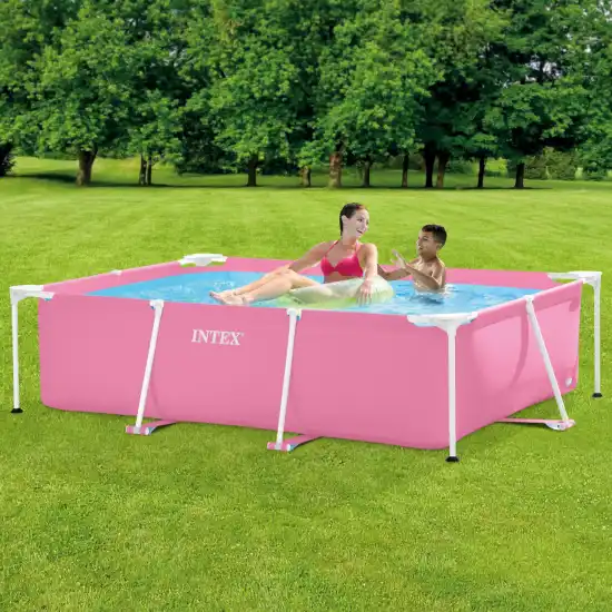 Pink Rectangular Frame Pool 220x150x60 cm