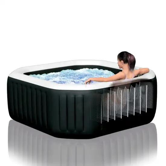 Onyx Black Octagon Combo PureSpa™ Jet and Bubble Deluxe 4 ατόμων