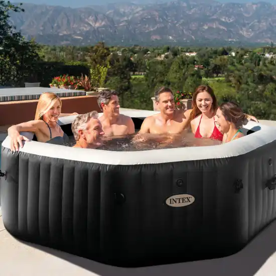 6-person Onyx Black Octagon Combo Spa