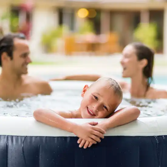 4-person Navy Blue Round Bubble Spa