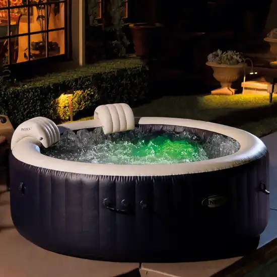 4-person Navy Blue Round Bubble Spa