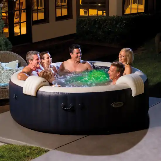 6-person Navy Blue Round Bubble Spa