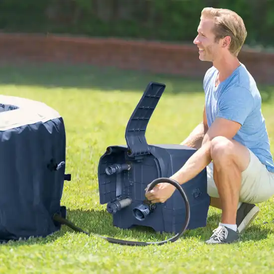 6-person Navy Blue Round Bubble Spa